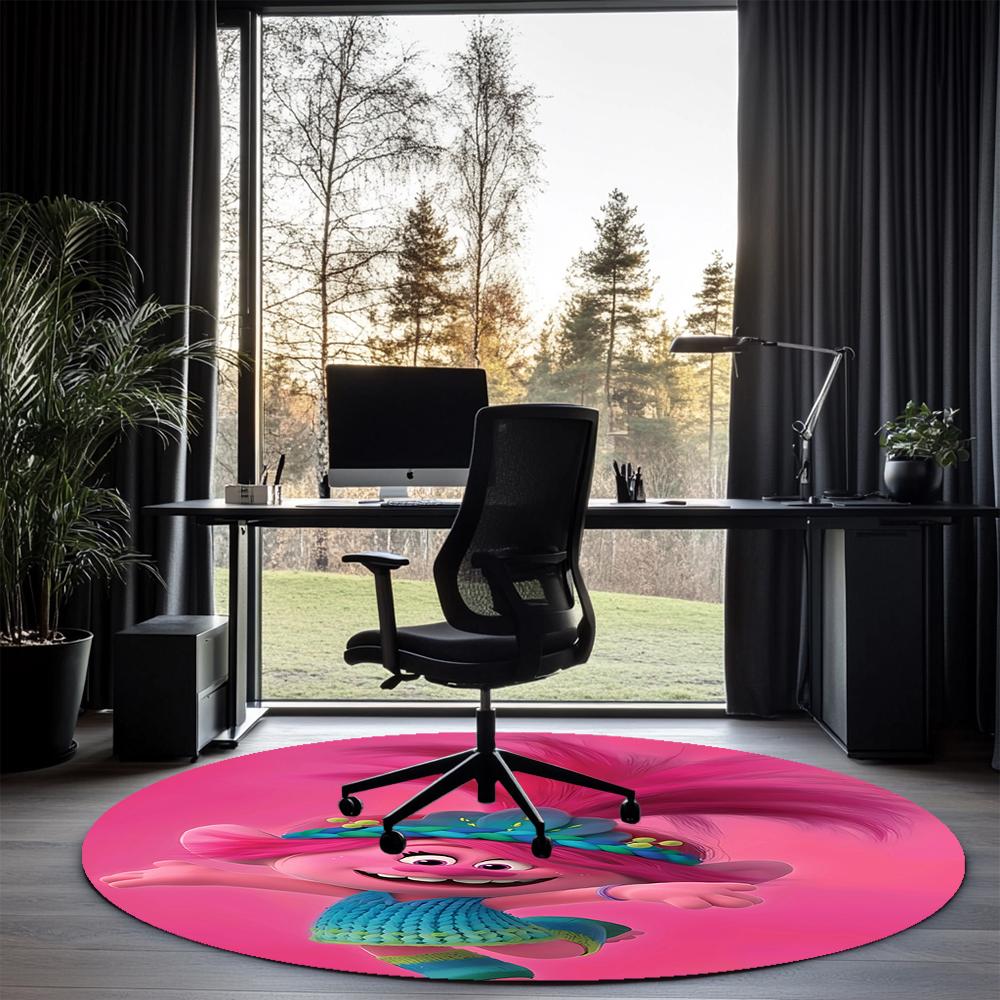Trolls Printed Round Rug Carpet Chair Rug Area Rug Entryway Doormats,for Office Chair Living Room Bedroom Kitchen Room.