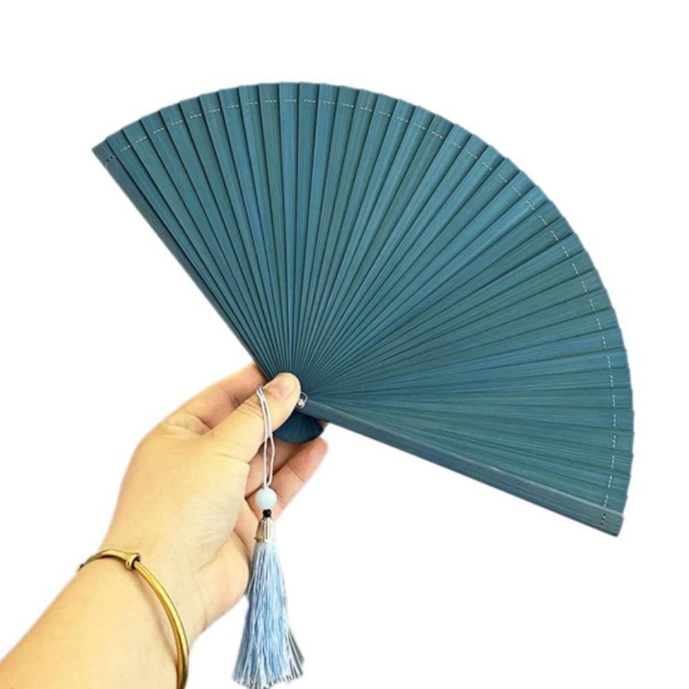 Chinese Style Tassel Folding Fan Solid Color Kimono Fan Elegant Handheld Fans  Wedding Party Decor
