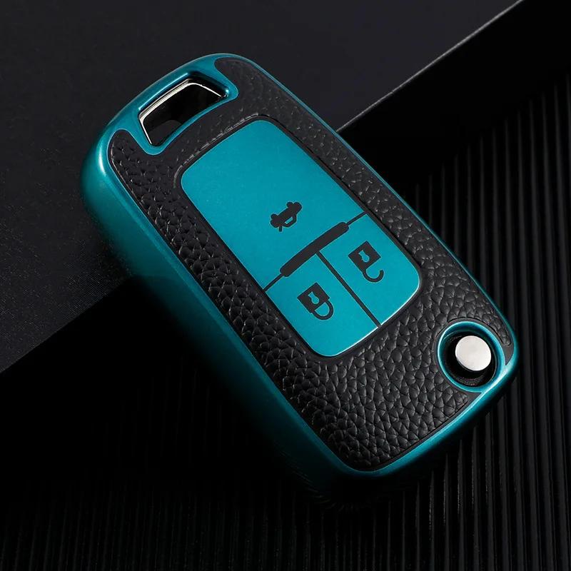 Leather Car Folding Key Case Cover for Chevrolet Cruze Aveo Trax Sail Malibu Captiva Opel Vauxhall Astra J Corsa Insignia Mokka