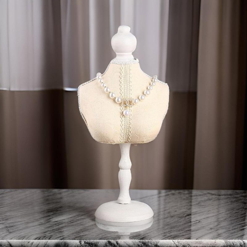 Sturdy Lint Covered Necklace Bust Portable Jewelry Organization Home Accessory Necklace Display Rack Decoration