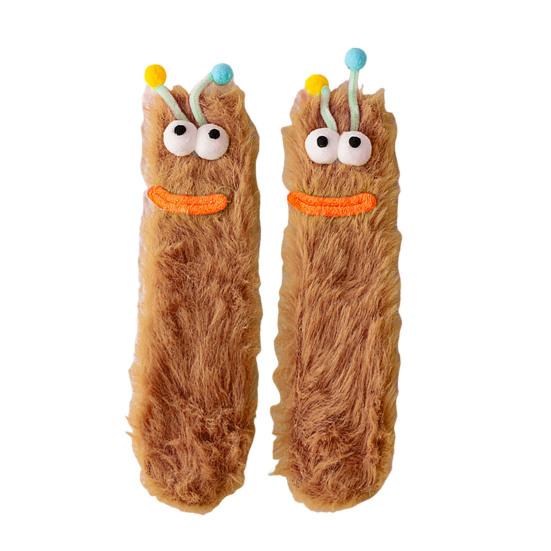 Urocze Puszyste Skarpety Przytulne Ciepłe Miękkie Skarpety z Dużymi Oczami Długowłose Zabawne