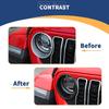 Car ABS  Front Headlight Ring Lamp Decoration Cover Stickers For Jeep Wrangler JL JT Gladiator 2024 Up Car Accessories
