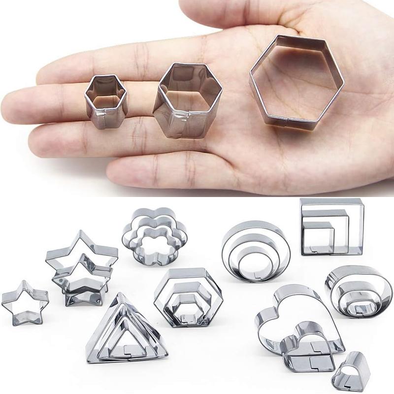 24Pcs Stainless Steel Biscuit Mold Mini Cookie Cutter Set Dough Biscuit Cutter Baking Tool Pie Fondant Cake Cookie Baking Mold