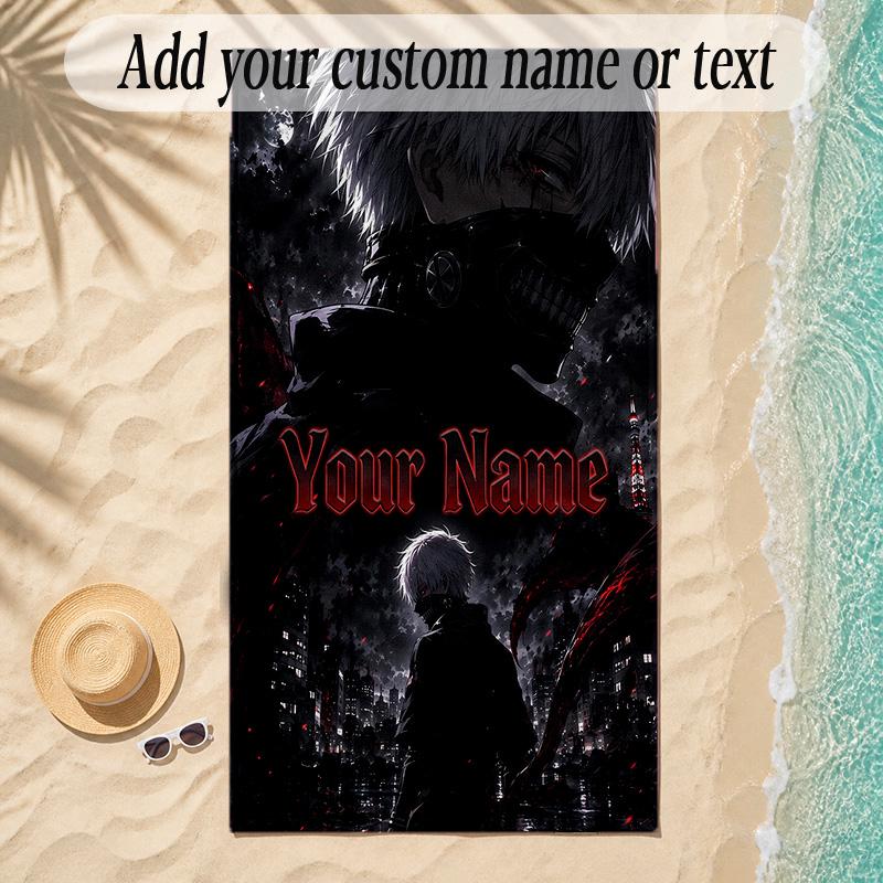 Beach TowelTokyo Ghoul Custom Name Text Personalized Soft Towel for Beach Pool Indoor Home Decor Gift