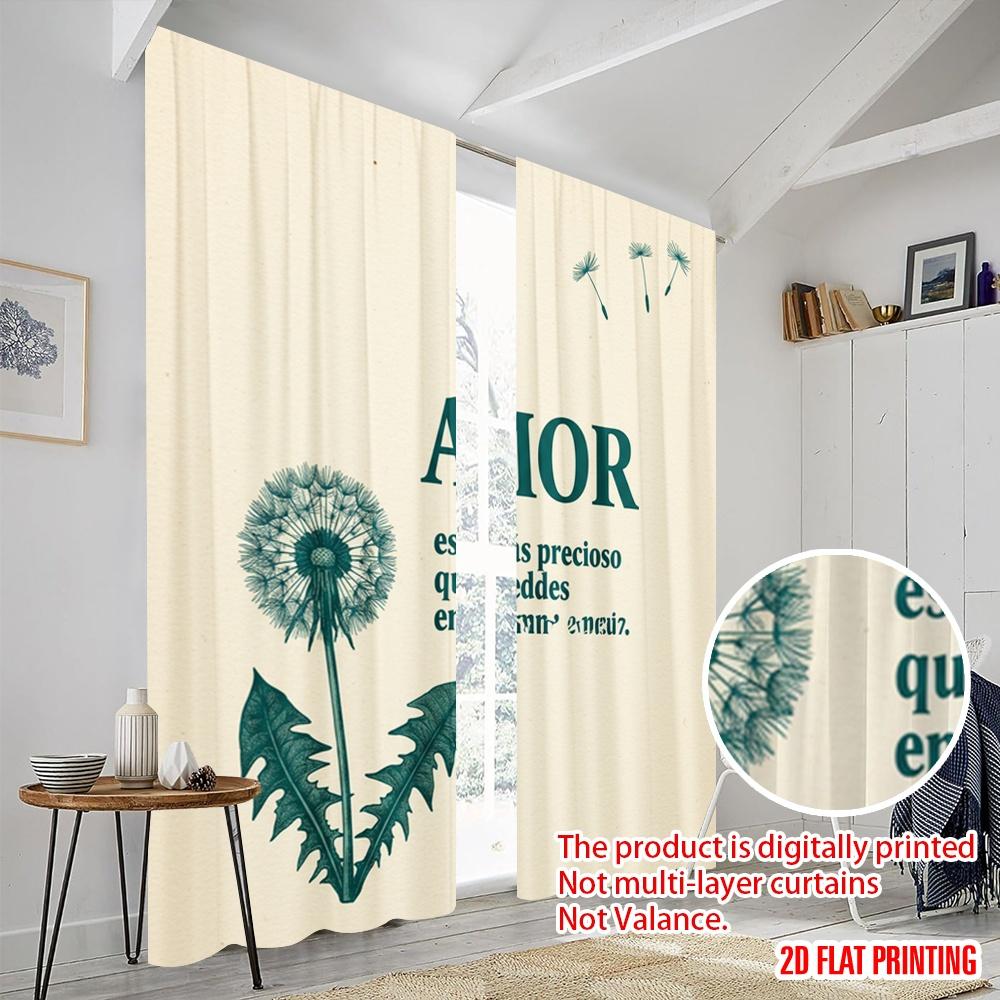 2 st 2D plattryckta Draperier Kärlek Maskros 100% Polyester Utan Elektricitet Födelsedagsfest Perfekt för Fester och Vardag