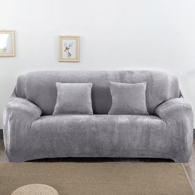 Levivel Velvet Plush Thicken Sofa Cover Simple Color L Shaped Corner Flexible Slipcover Stretch Couch Covers For Living Room Room 1pc