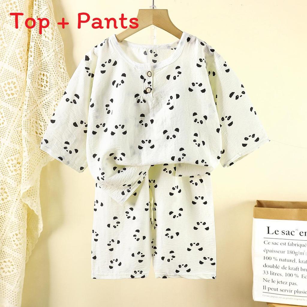 Childrens Cartoon Cotton Pajama Set With Breathable Fabric For Toddler Comfort