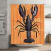 Whimsical Seafood Shower Curtaincrayfish Print Bath Mat Decoration For Bathroom Walls Waterproof Fabric, Orange Color Home Decor