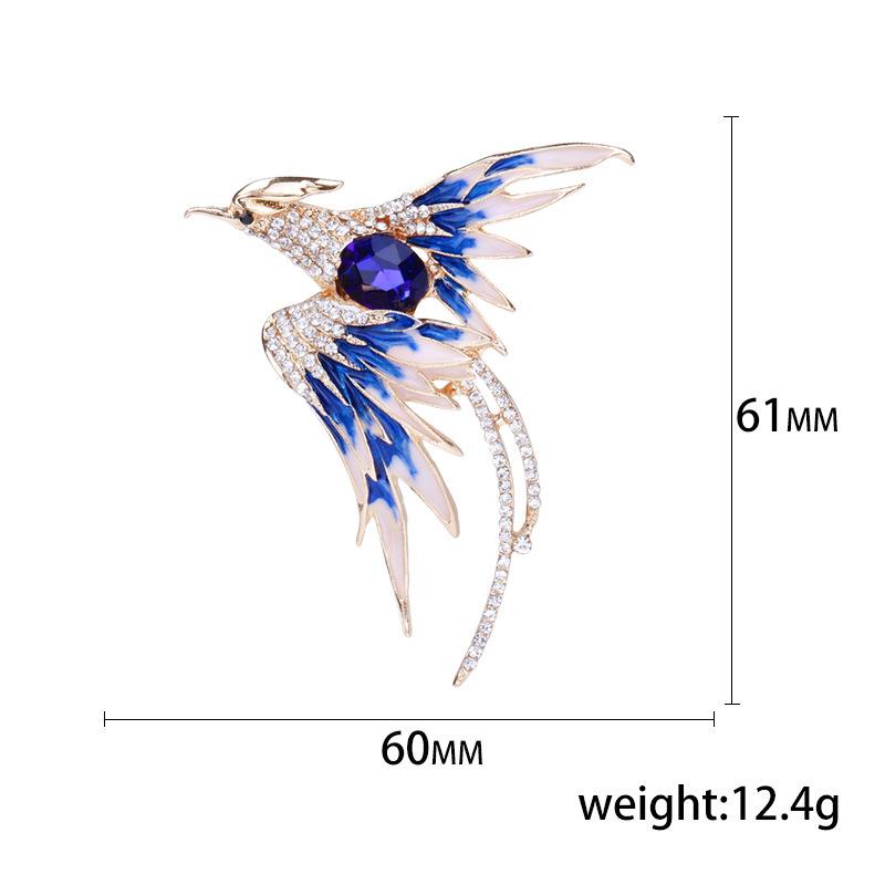 Fashion Retro Diamond Dripping Phoenix Brooch Female Elegant Temperament Corsage Accessories Chinese Style Autumn And Winter Clothing