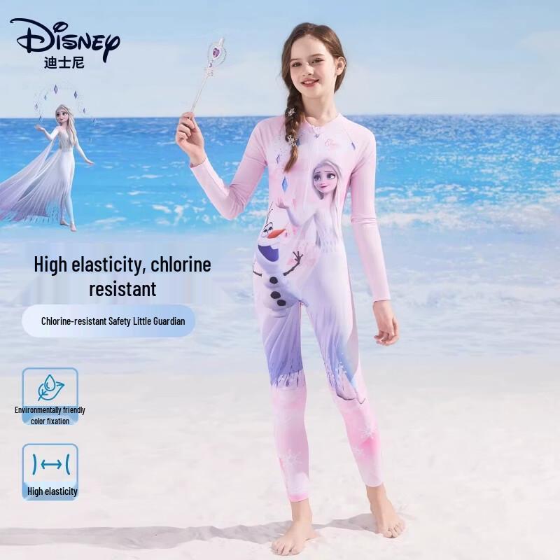 Disney Girls  D36662S2F Long Sleeve One-Piece Swimsuit 130