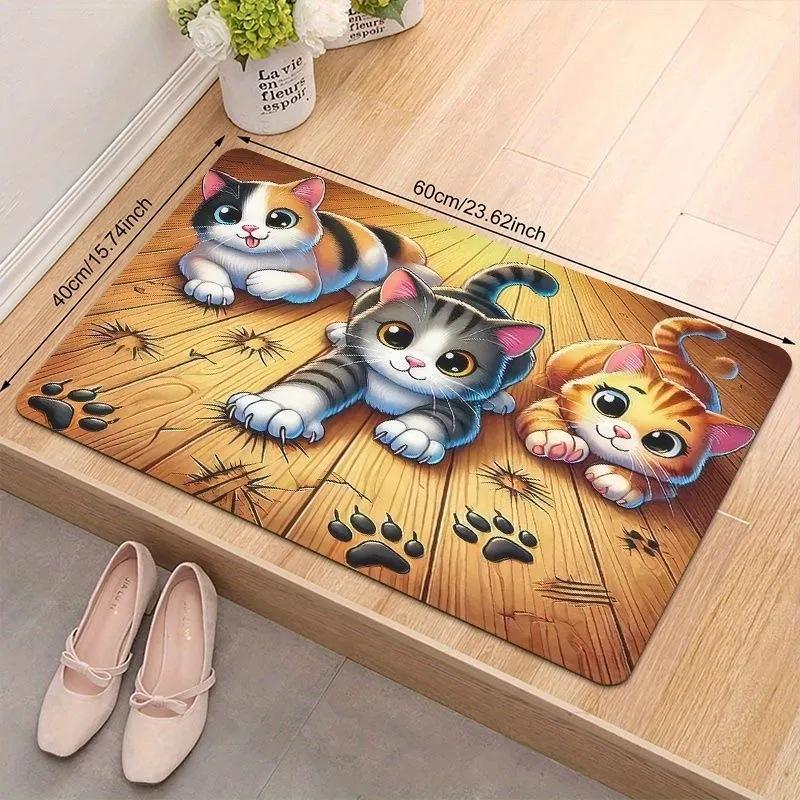 Cartoon Cute Cat Diatom Mud Floor Mat For Home Bathroom Door Non-slip Absorbent Mat