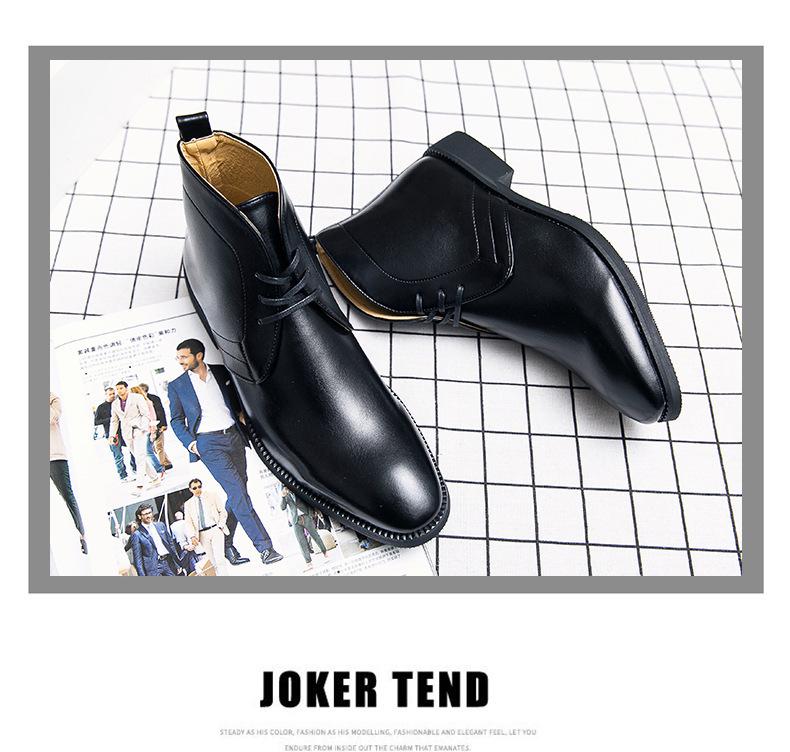 Herren Übergröße Kurzstiefel - Herbst/Winter Britischer Retro Martin Stil, High-Top Business Casual Lederstiefel.