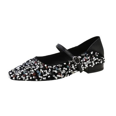 Women's Mary Jane Shoes 2024 Spring New Flat-soled Shallow Mouth Elegant Daily Comfortable Soft-soled Square Head Women's Shoes
