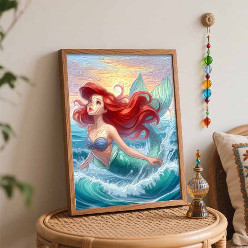 Disney The Little Mermaid Ariel Oil Paint Hand Painting Art Kit. Home Decor Gift