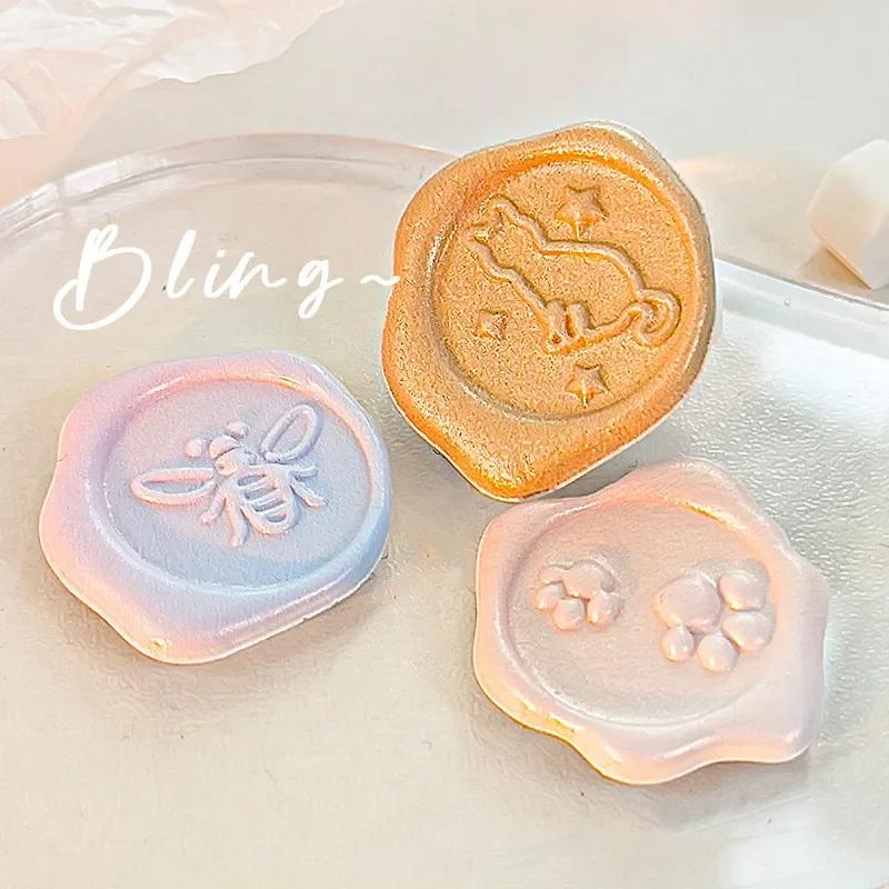 18pcs/set Retro Envelop Seal Sticker Vintage European Style Wax Stamp Sticker Cute 3D Stereo Gradient Color Scrapbook Sticker