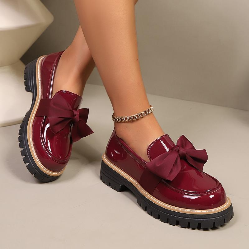 Dámské boty Oxford s platformou, silnou podrážkou, mašlí, nízkým profilem a bez tkaniček (slip-on) - nadměrné velikosti