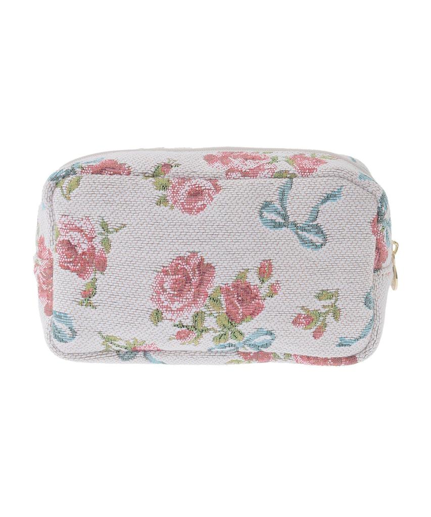 de Rose Ribbon Pattern Gobelin Pouch [Maison Fleur] - Women's Off-White