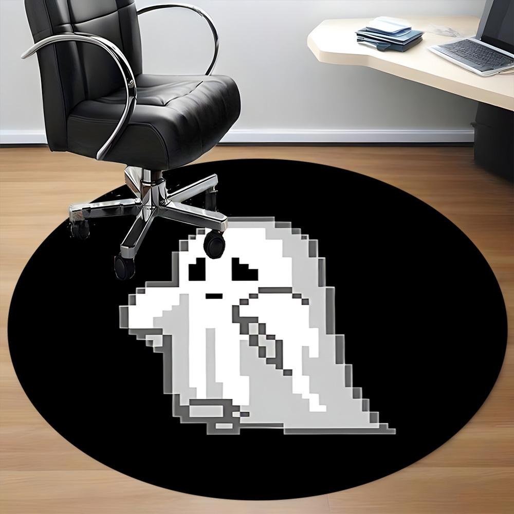 1pc Ghost Spirit Office Round Area Rug, Mat Suitable For Office, Under Office Chairs Bedroom Living Room Home Decor, Room Deco