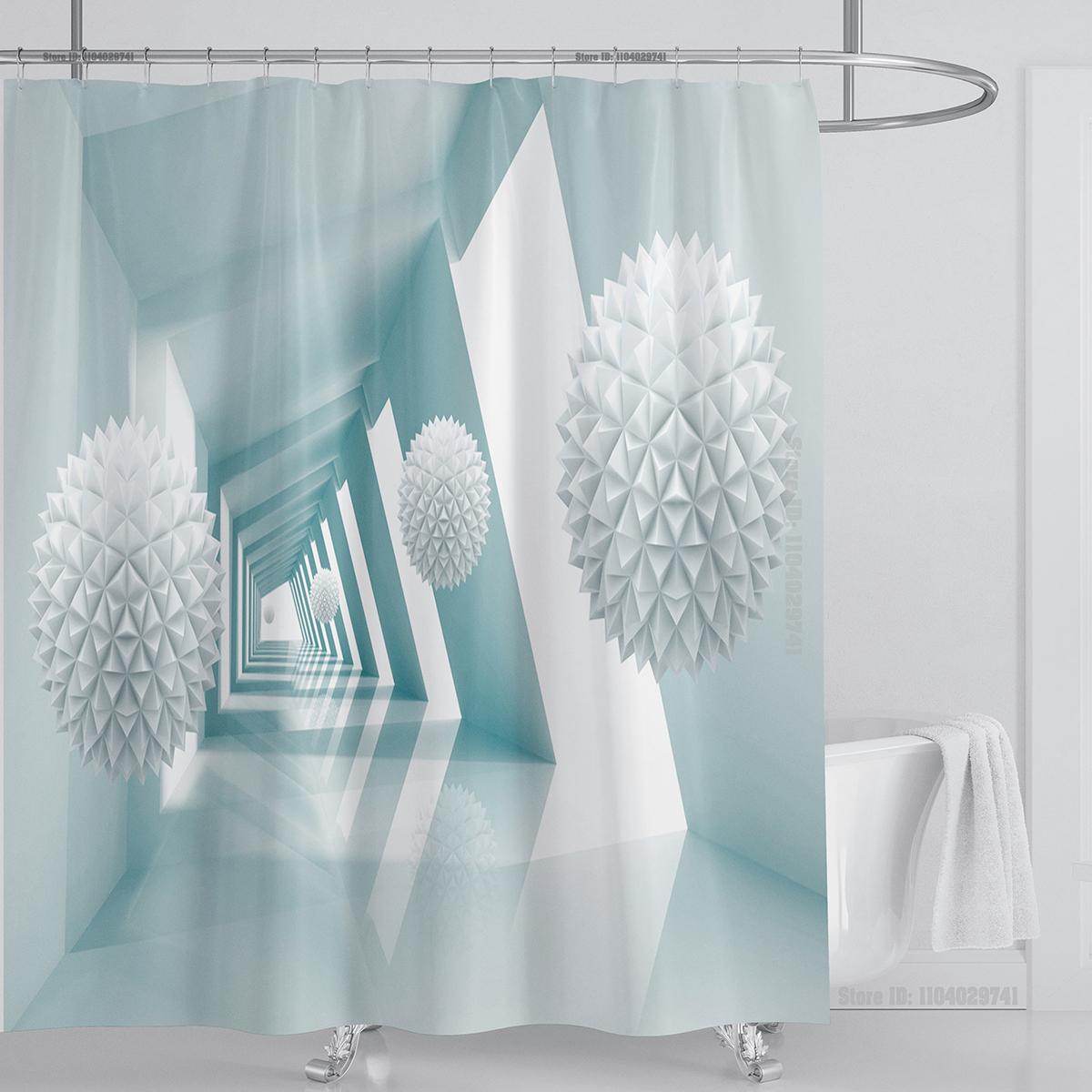 

Растения Графическая Шторка для душа Водонепроницаемая Шторка для душа Полиэстеровая ткань 3D-печать Занавески для ванной Комнатный декор с крючками W120xH180cm