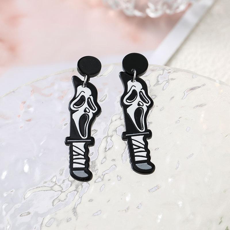 Halloween Dunkle Ohrringe Gruselige Totenkopf-Ohrringe Regenbogen-Geist Schmetterling Stecker-Ohrringe Accessoires für Männer und Frauen