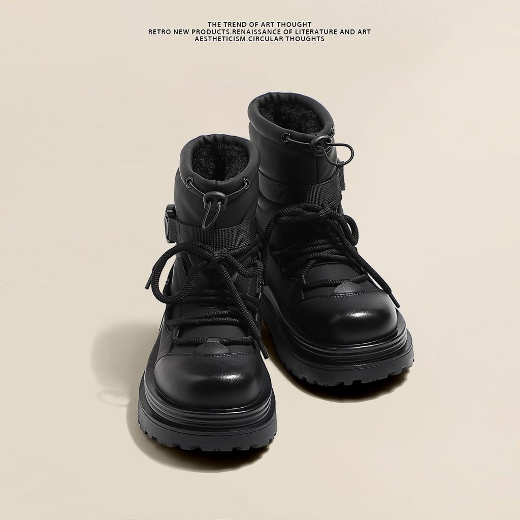 Snow Boots Women's Winter New Velvet Thickened Cotton Shoes Thick-soled Non-slip Fried Street Martin Short Boots Snow Boots