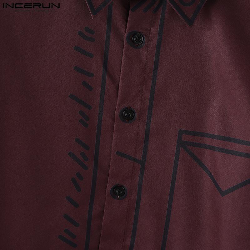 INCERUN Oversized Men Casual Long Sleeve Stitching Buttons Up Shirts Tops