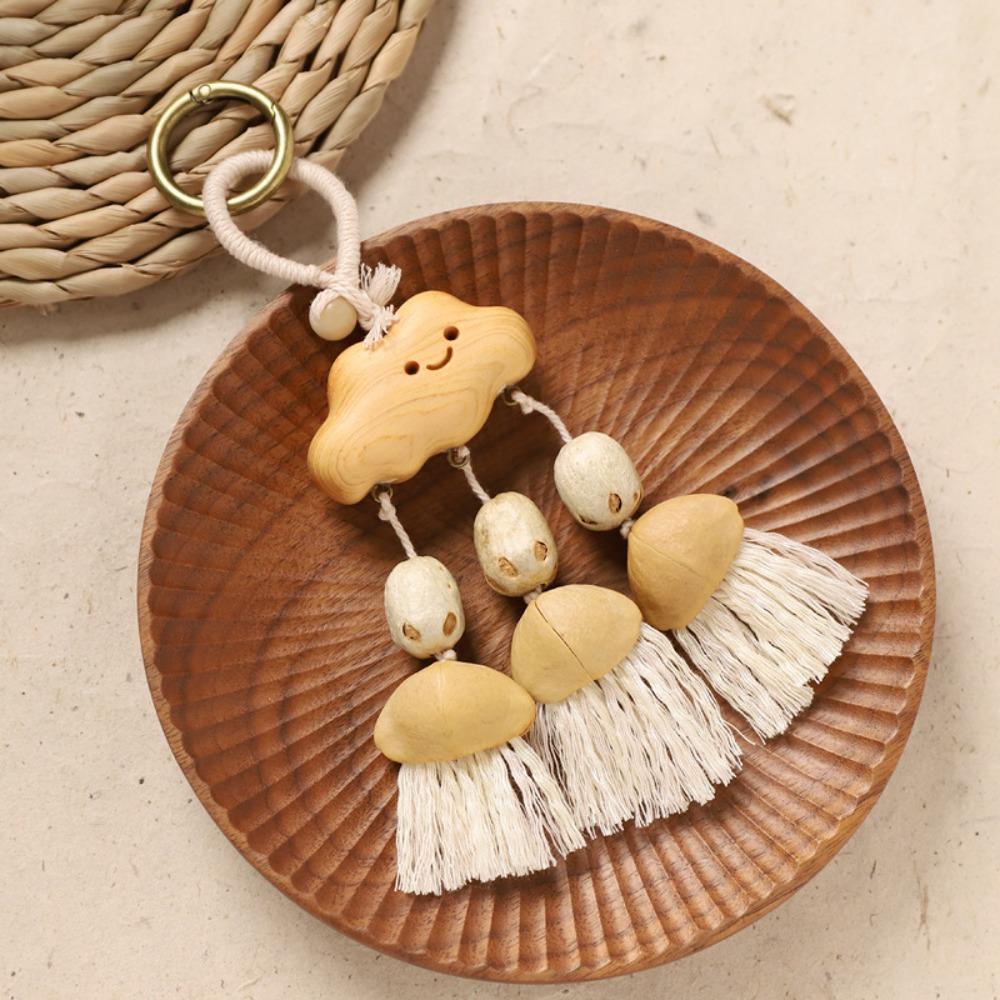 Sound Heal Natural Fruit Shell Keychain Handmade Bohemian Style Hand-Cranked Wind Chime Gift DIY Fruit Shell Wind Chime Ornament