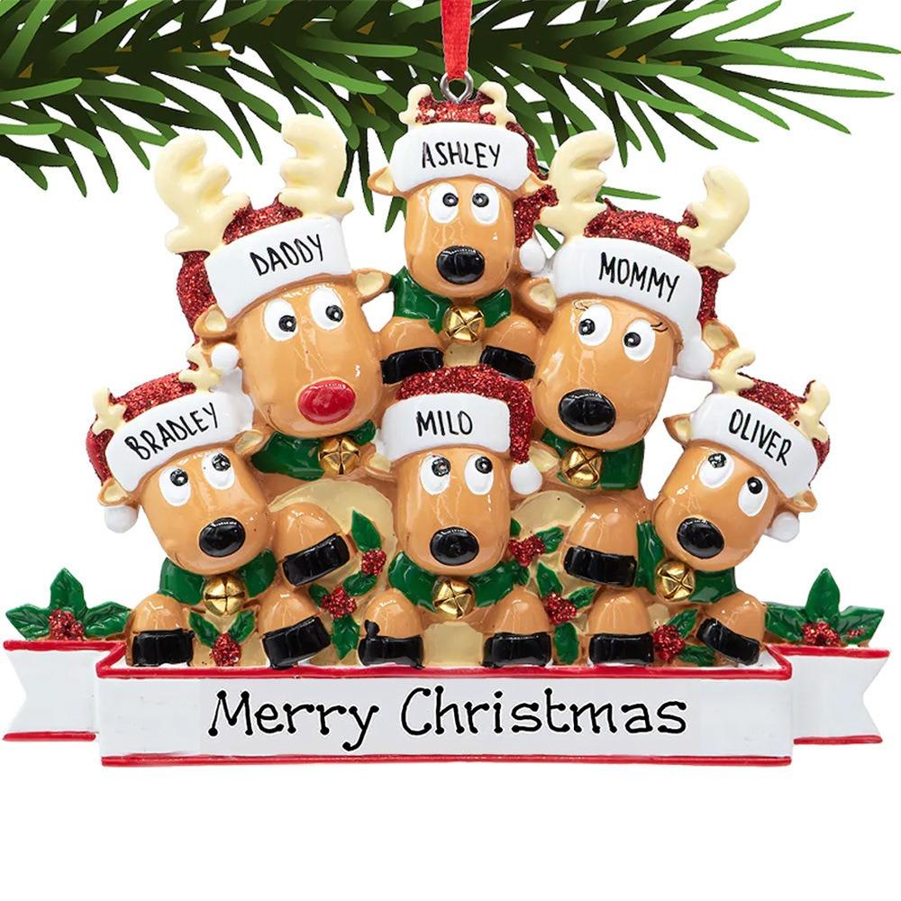 Resin Reindeer Family Pendant Elk Family Christmas Decoration Elk Hanging Ornament  DIY