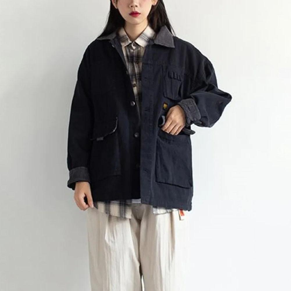 Cargo Denim Jacket Women Men Spring Clothing Harajuku Denim Coat Fashion Casual Workwear