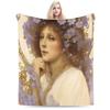 Language of Flowers Alphonse Mucha   Plush Blanket Students  Flannel Throw Blanket For Outdoor Soft Custom DIY Quality Bedspread