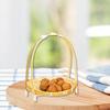 Woven Bamboo Snack Basket Food Display Serving Tray Multipurpose Organizer Portable with Handle