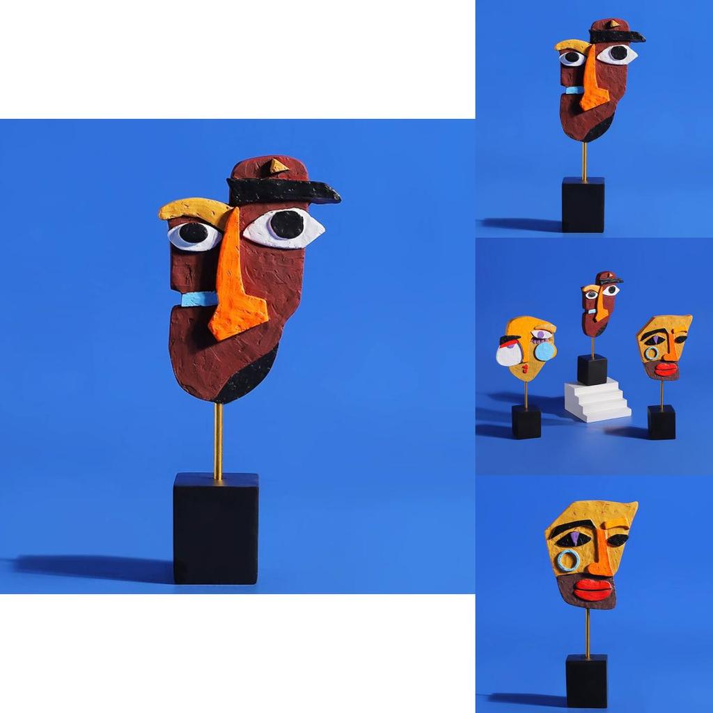 Abstract Face Sculpture Resin Art Modern Home Decor For Coffee Shops And Galleries