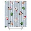 TU Cute Rabbit Christmas Shower Curtain Holiday Festive Bathroom Decor Waterproof Fabric Holiday Shower Curtain Set Xmas Home De