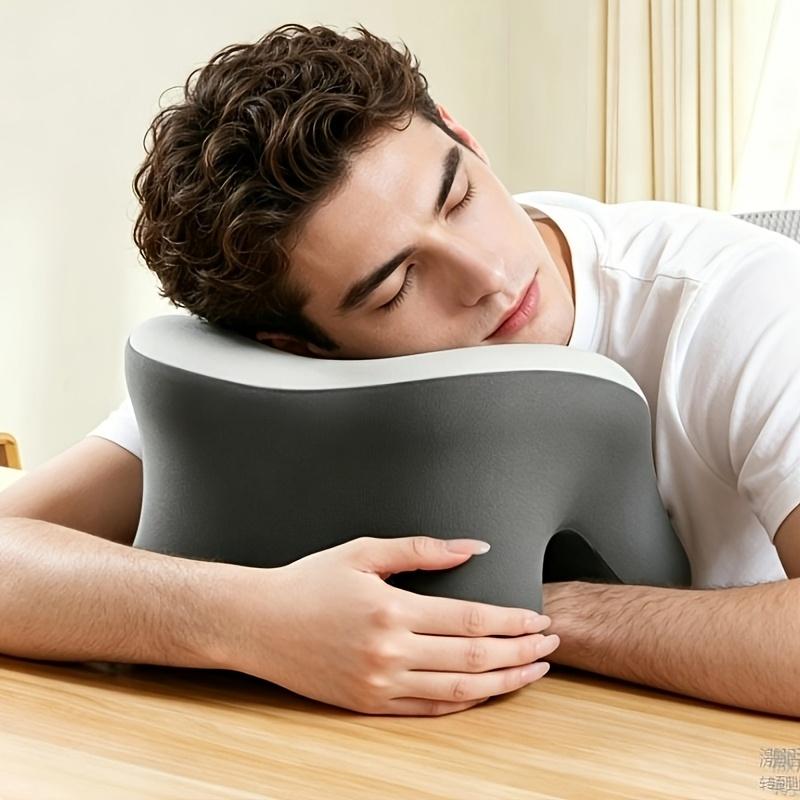 Desk Nap Pillow, Breathable Ergonomic Arm-Hole Design, Comfortable Face-Down Sleeping Pillow for Office Desk Lunch Break, Free Breathing No Pressure