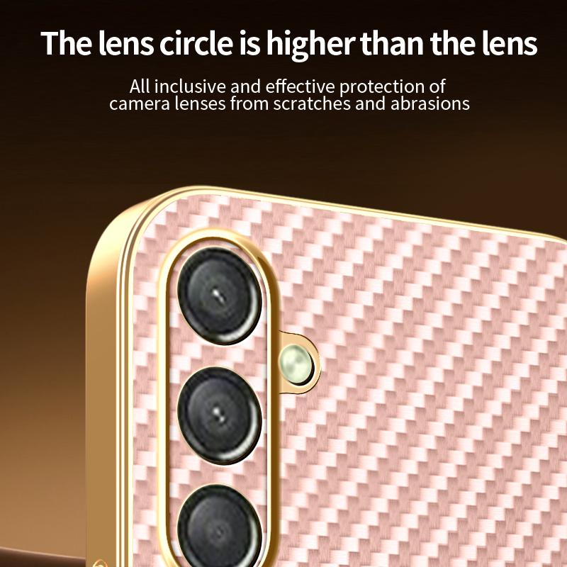 Pro Samsung Galaxy A25 5G (Globální) (161 mm) Pouzdro na telefon Texturovaný elektroplátovaný TPU zadní kryt s karbonovým vláknem