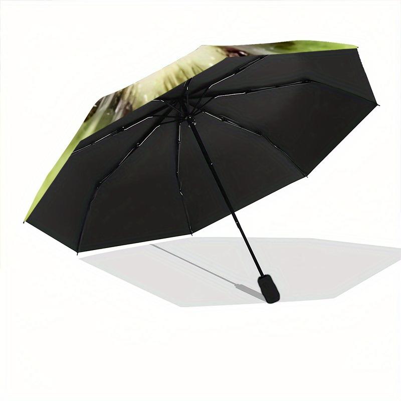 1pc Kiwi Fruit Automatic Open 8-Rib Windproof Umbrella, Travel & Commuting, Suitable for All Seasons, Lightweight Portable,011