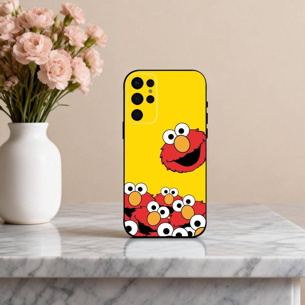 C-Cartoon R-Red Cute A-Elmo-O  Phone Case For Samsung S25,24,23,22,30,21,10,9,Ultra,Plus,Lite,FE,4,5 G Soft Black Case