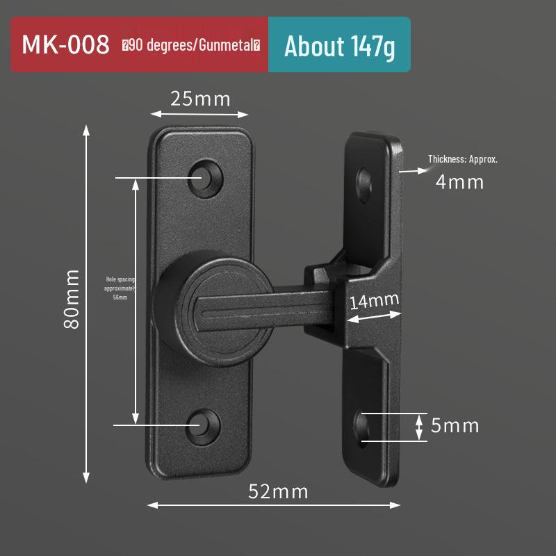 Punch-Free 90° Sliding Door Latch & Lock for Barn, Bathroom, or Toilet Doors