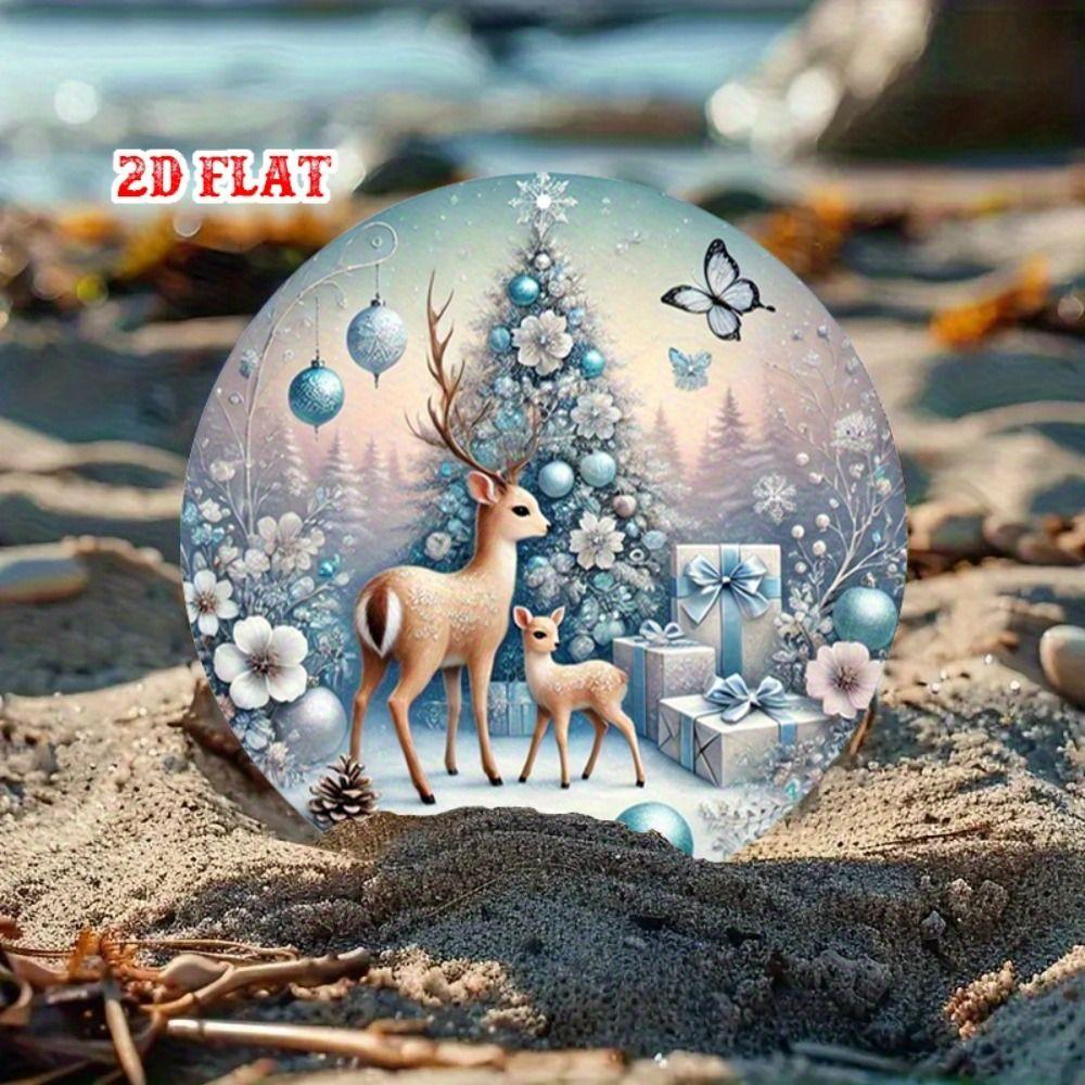 

Vintage Metal Sign Blue Deer Merry Christmas Retro Tin Plate Wall Decor Home Holiday Gift 20 cm