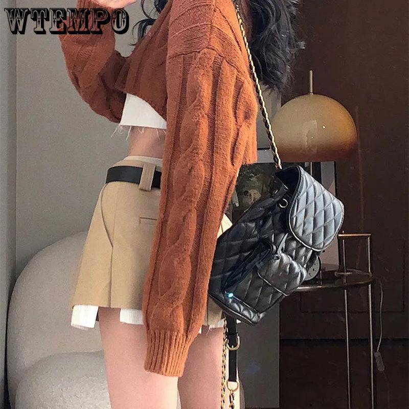 WTEMPO Vintage Irregular Micro Mini Skirt Women Y2K Crop Patchwork High Waist Pleated Belt Cargo Skirt Streetwear