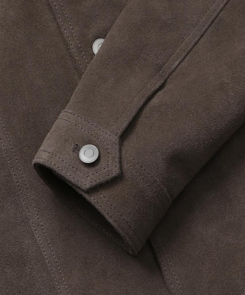 Connect Kinloch [Real Leather] Cow Suede Trucker Jacket (Ash Brown)