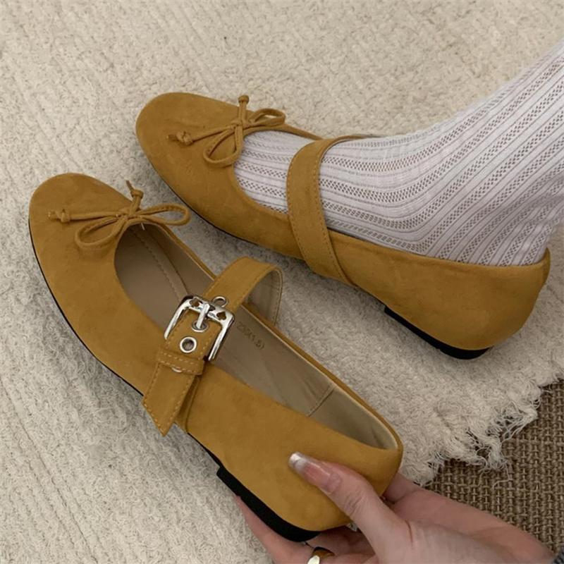 Fashion IPPEUM Velvet Ballet Flats Round Toe Buckle Mary Jane Shoes 2025 New Summer Ballerinas Zapatos Mujer