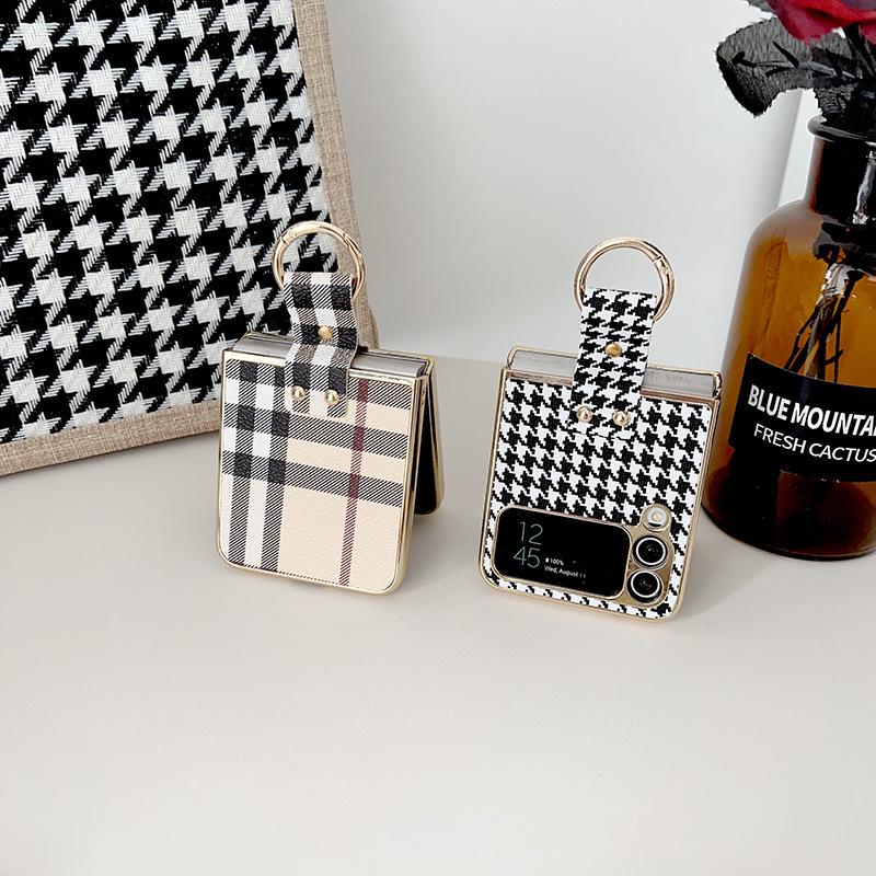 Samsung Galaxy Z Flip3/4 Electroplated Plaid Ring Buckle Case