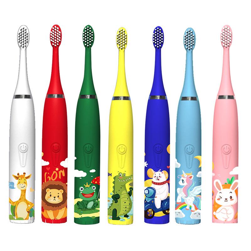 Cartoon-Themed IP7 Waterproof Kids' Sonic Electric Toothbrush with Soft U-Shaped Bristles