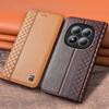 Klopový kryt pro XIAOMI POCO M8 M8Pro Pro 5G Pravá kůže Magnetický kryt typu kniha Hovězí kůže Mřížkovaný vzor Kapsa na karty Peněženka Kryty