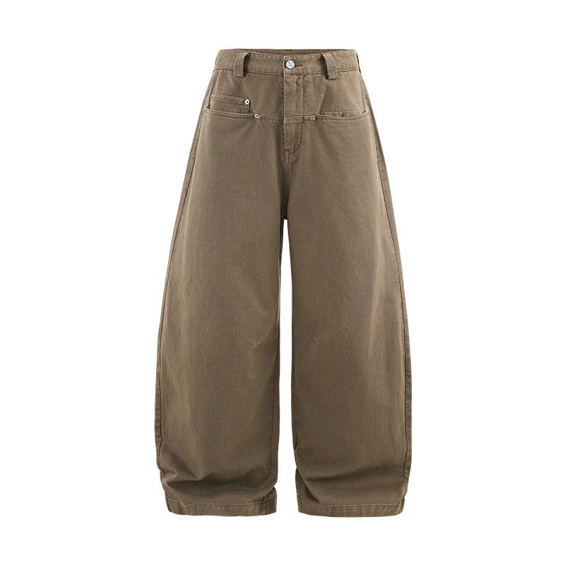 American Street Retro Rivet Scimitar Wide-Leg Pants for Men and Women 2025 Autumn Trendy Brand Washed Vintage Workwear Casual Pants