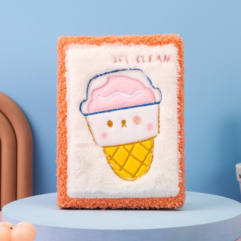 

112 листов, детские тетради с рисунком мороженого, милый плюшевый блокнот, студенческий дневник B6, подарочная книга для девочек оранжевый