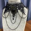 Schlüsselbein Kette Schwarzer Spitzen Choker Vintage Quaste Punk Retro Halskette Gothic Halskette Damen Mädchen