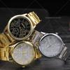 Vintage Brand Quartz Movement 3 Eyes Gold Geneva Casual Watch Women Stainless Steel Dress Wristwatch Ladies Clock