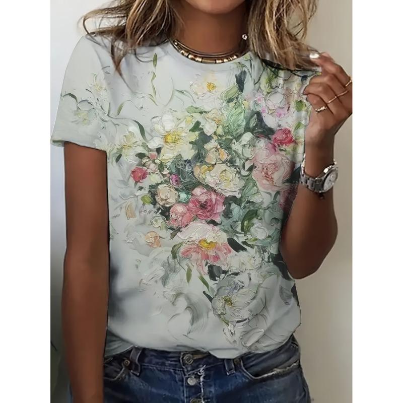 

3D printed t-shirt, casual round neck short sleeve top, suitable for spring and summer, women s t-shirt, great gift for women 4XL